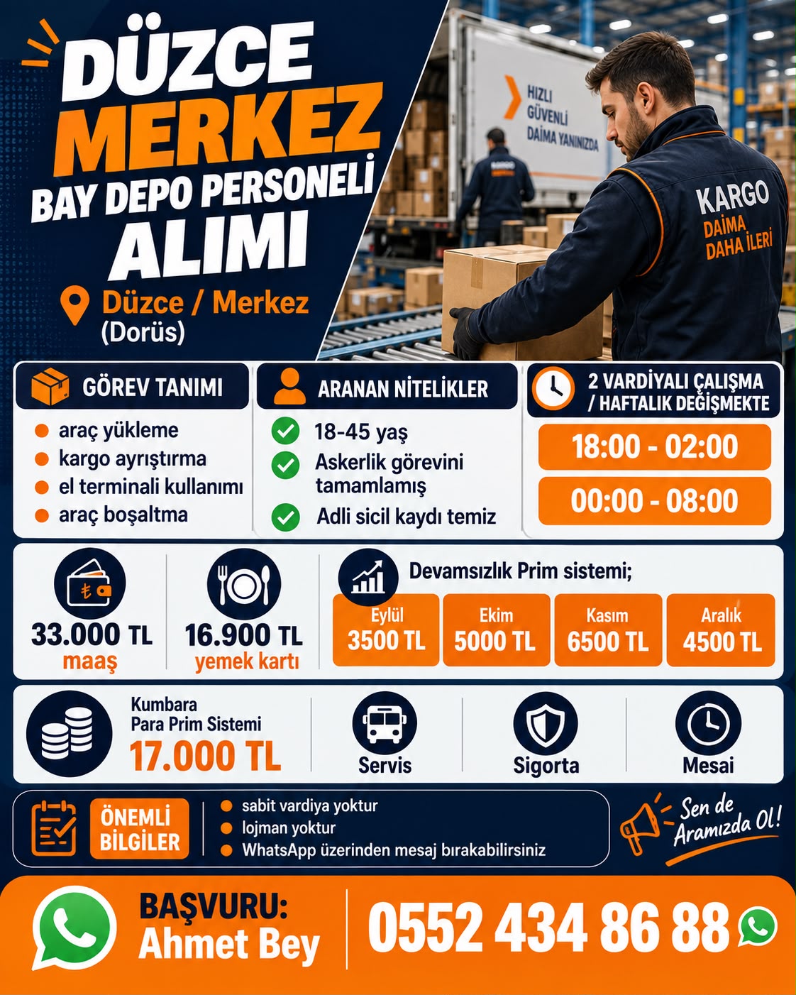 DÜZCE MERKEZ BAY DEPO PERSONELİ ALIMI