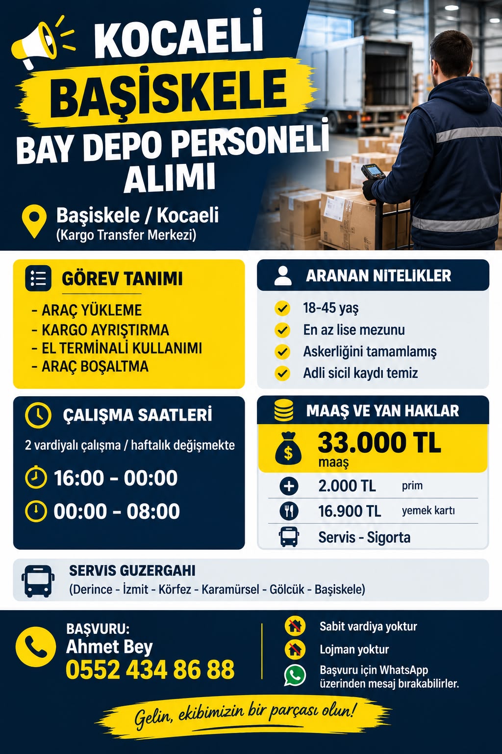 KOCAELİ BAY DEPO PERSONELİ ALIMI